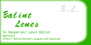 balint lencs business card